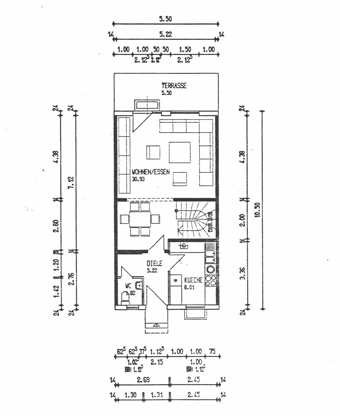 Erbbau: Reihenmittelhaus mit Garten und TG-Stellplatz, DG ausbaubar, derzeit vermietet