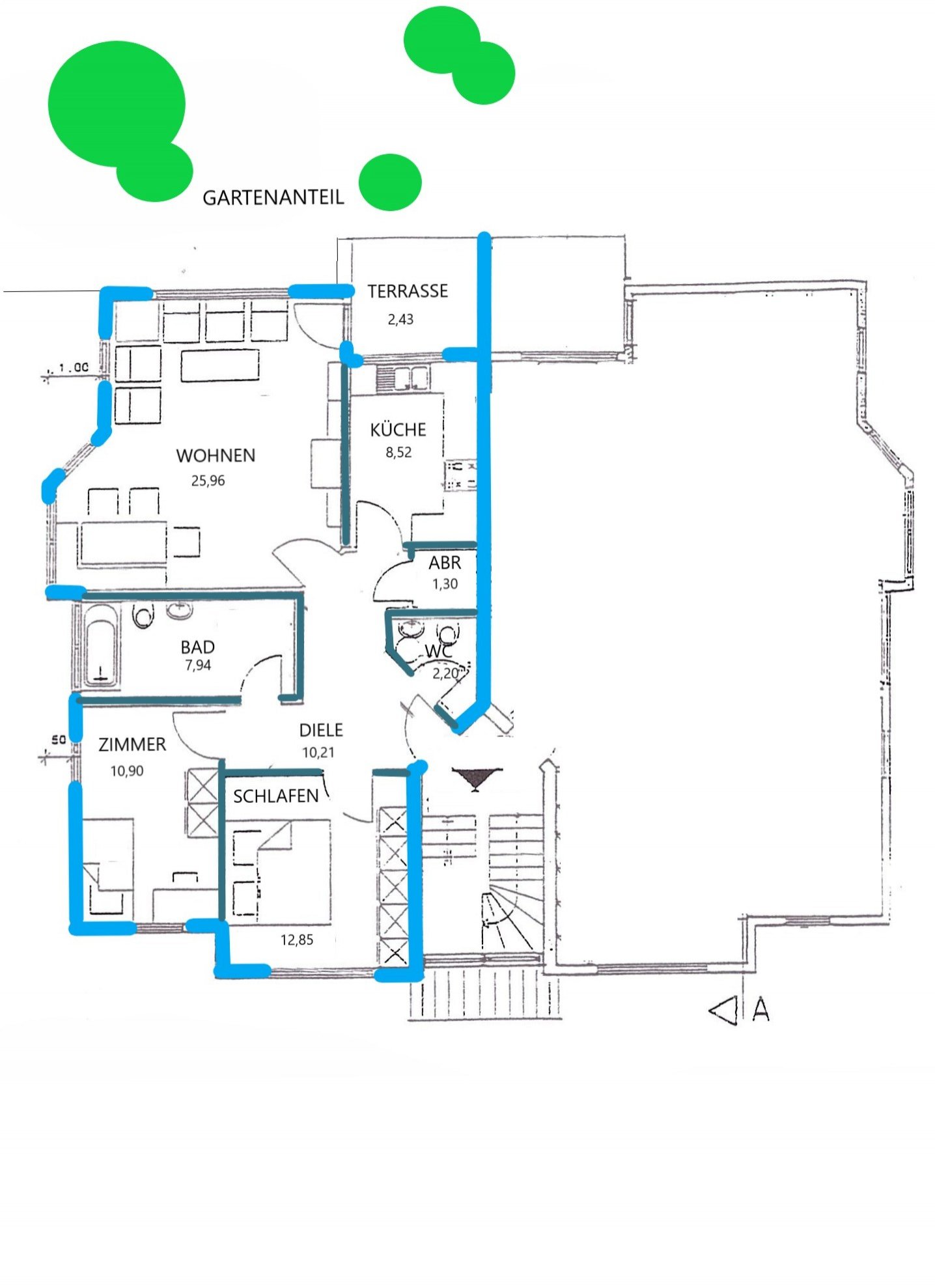 3-Zimmerwohnung mit Gartennnutzung in Schriesheim-Altenbach
