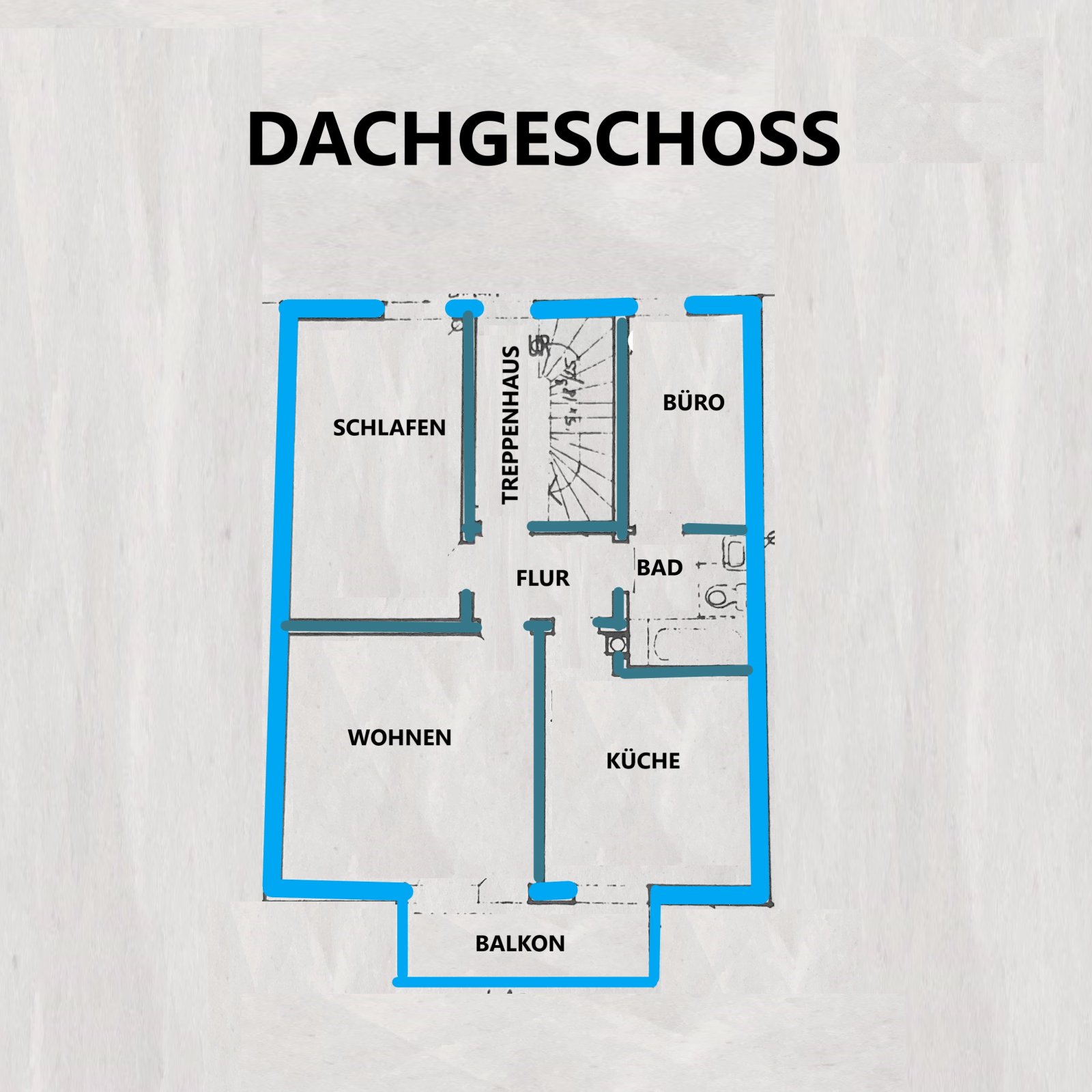 Helle 2,5-Zimmer-Dachgeschosswohnung mit Balkon