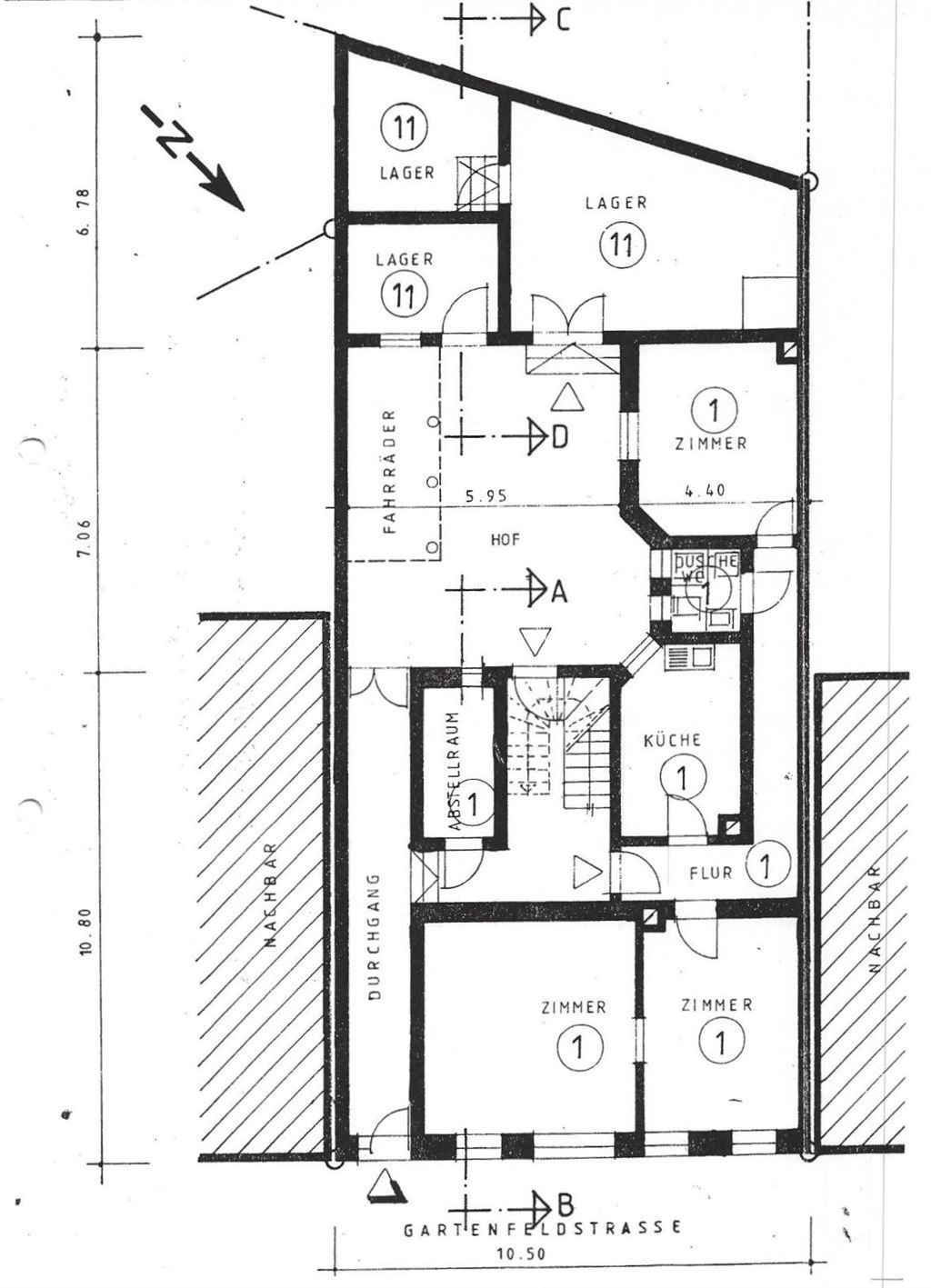 Grundriss Wohnung 1 u. Lager Grundriss Wohnung 1 u. Lager