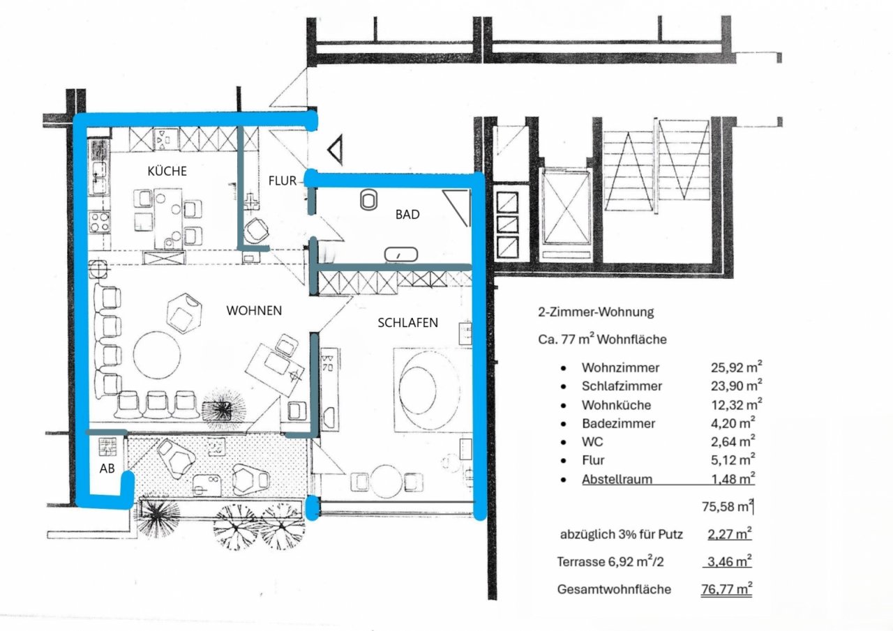 Grundriss mit Wohnfäche